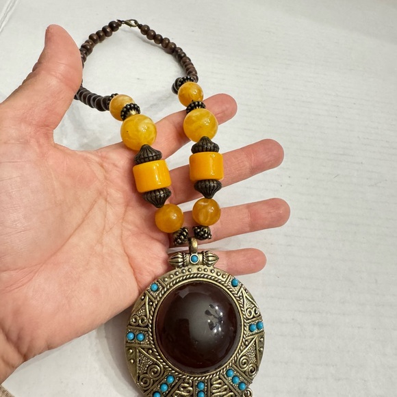 Beaded Statement Necklace African Necklace Boho Ethnic Tribal Pendant Jewelry - Picture 12 of 16
